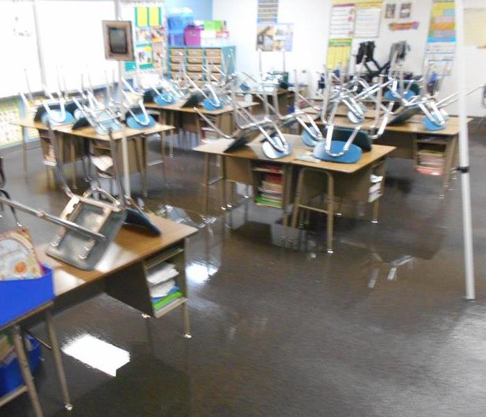 Dallas classroom after flooding 