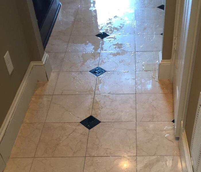 Water Damage on House Floor Tile 