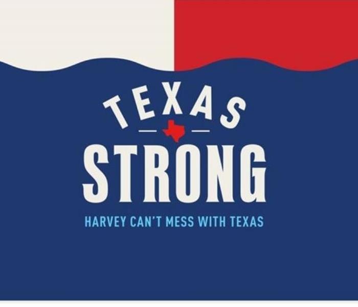 Graphic design of texas strong "harvey can't mess with us"
