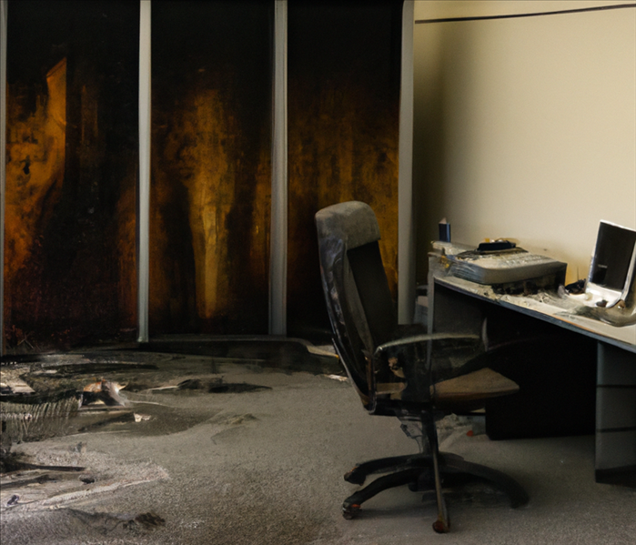 fire damaged office